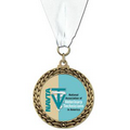 2 5/8" GFL Full Color Medal w/ Grosgrain Neck Ribbon